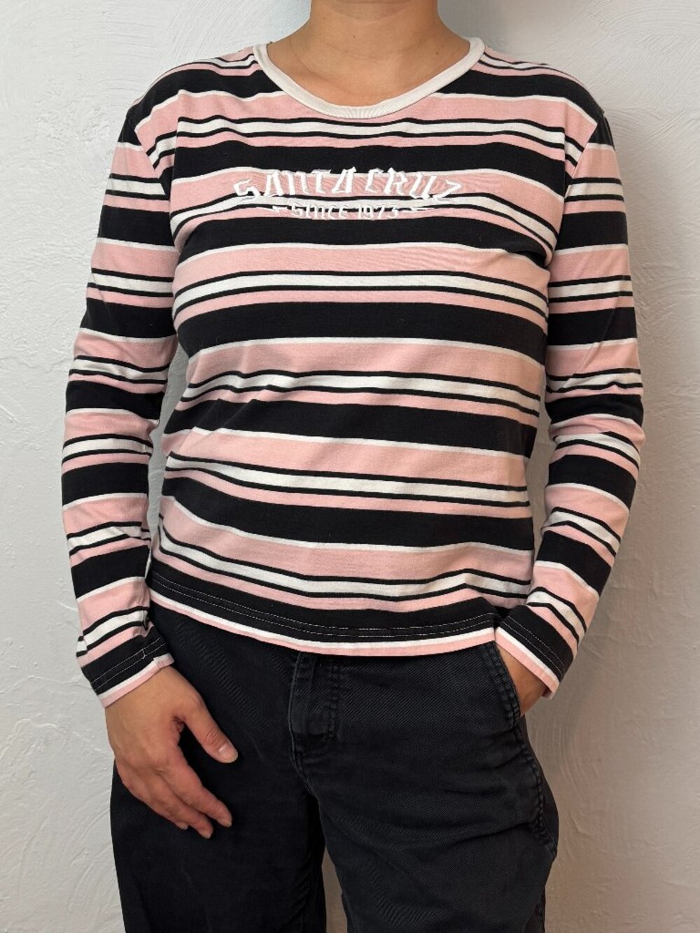 Santa Cruz 1973 Long Sleeve Boyfriend Tee in Melrose Stripe